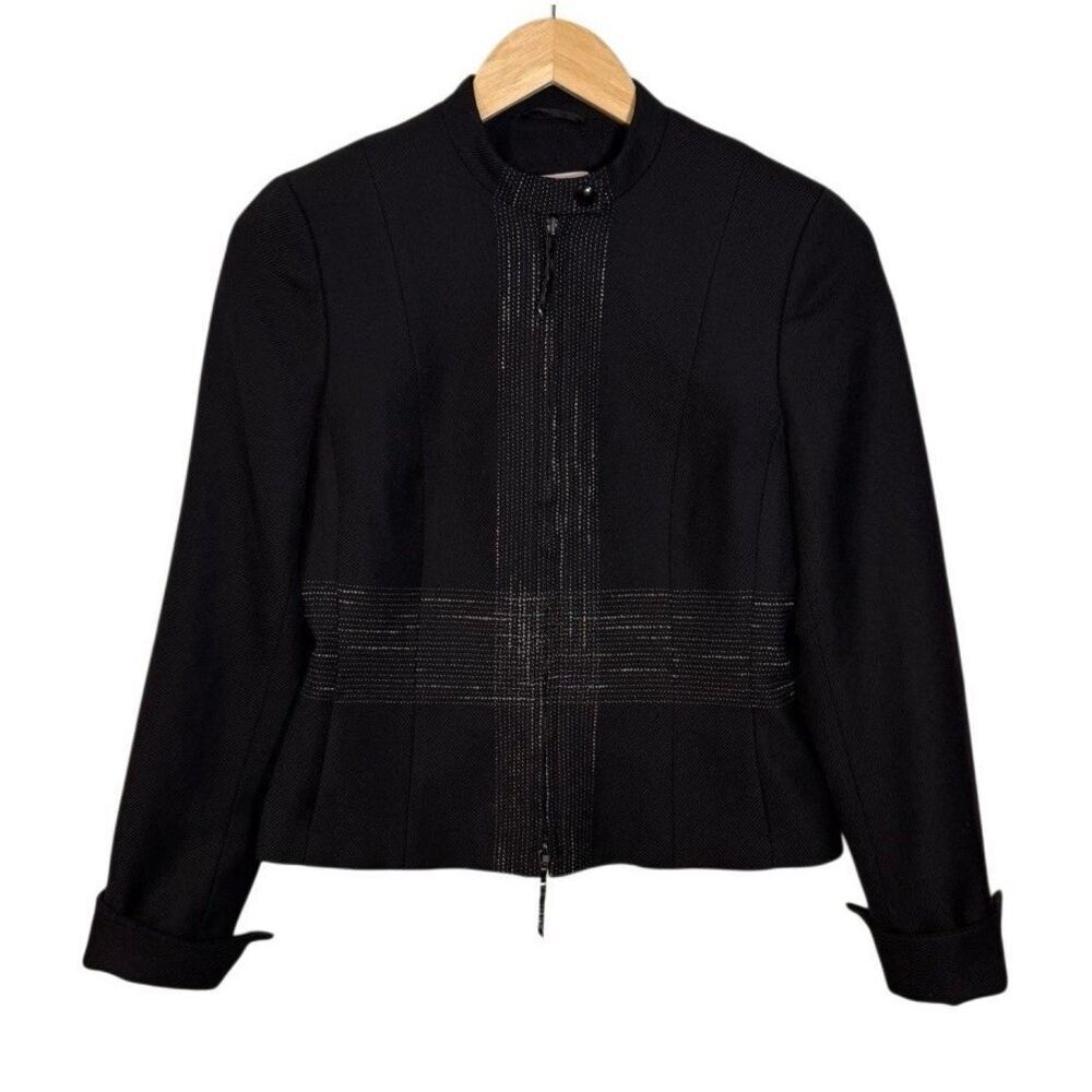 Akris Punto Womens Wool Blazer 6 Black Full Zip Long Sleeve Jacket Luxury